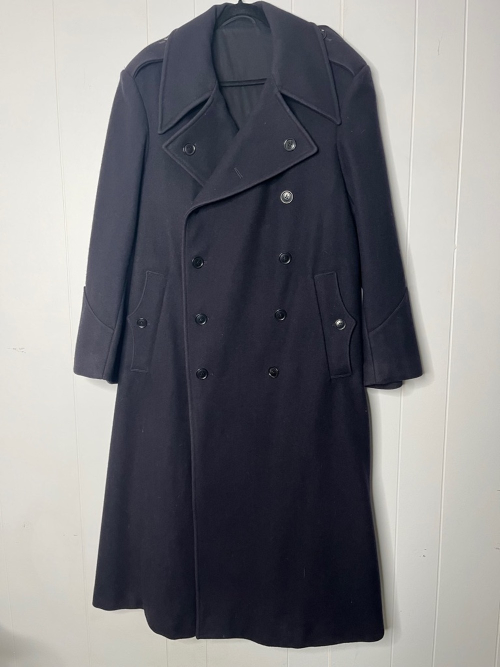 J. Peterson Navy Men's Double-Breasted Wool Long Bobbys Coat Size 38